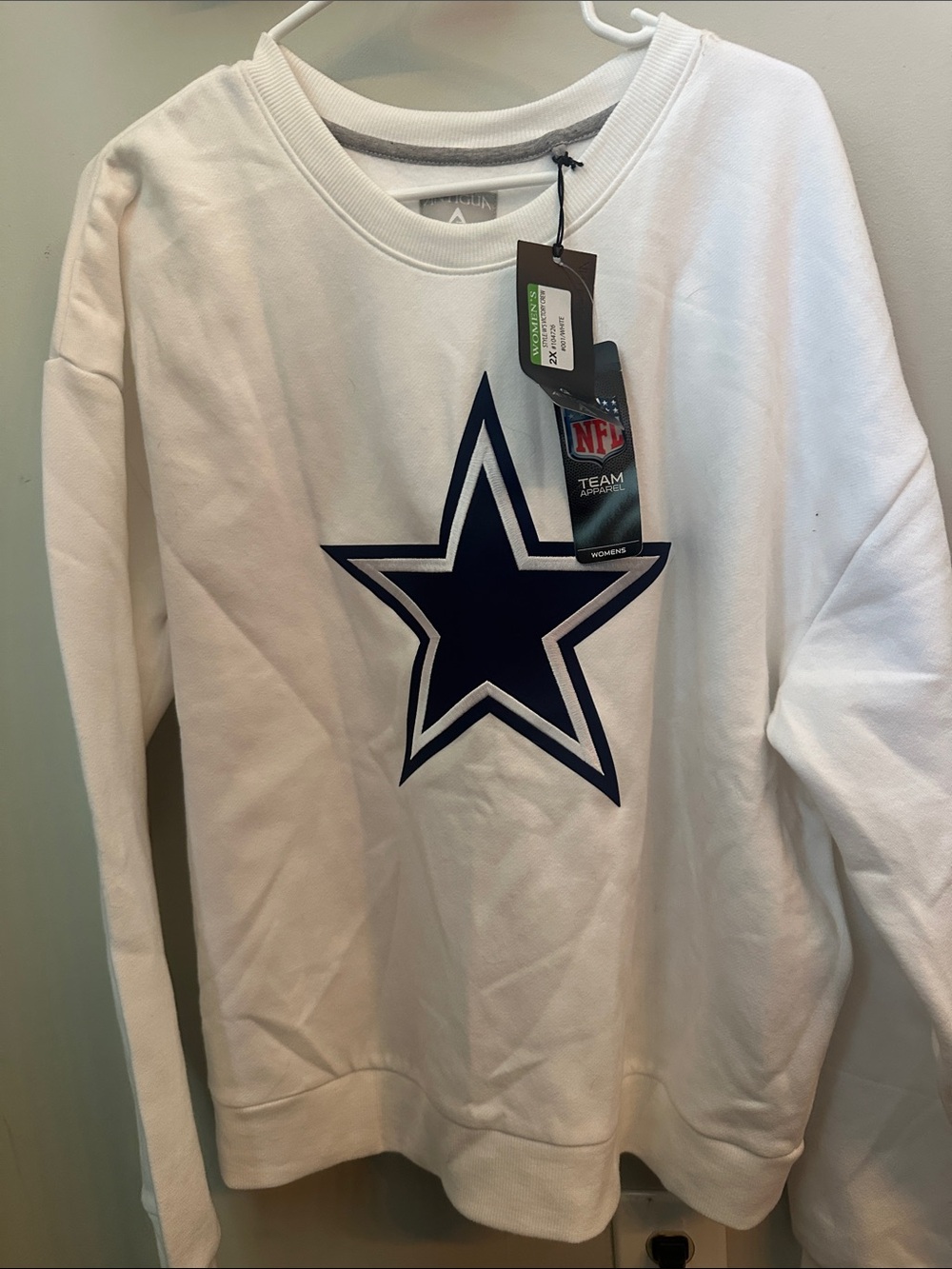 Antigua White Crewneck Sweatshirt with Navy Star Logo